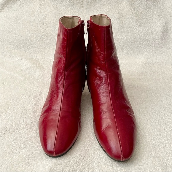 Zara Red Leather Ankle Booties - Picture 6 of 13